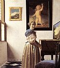 Standing Paintings - Lady Standing at a Virginal by Johannes Vermeer